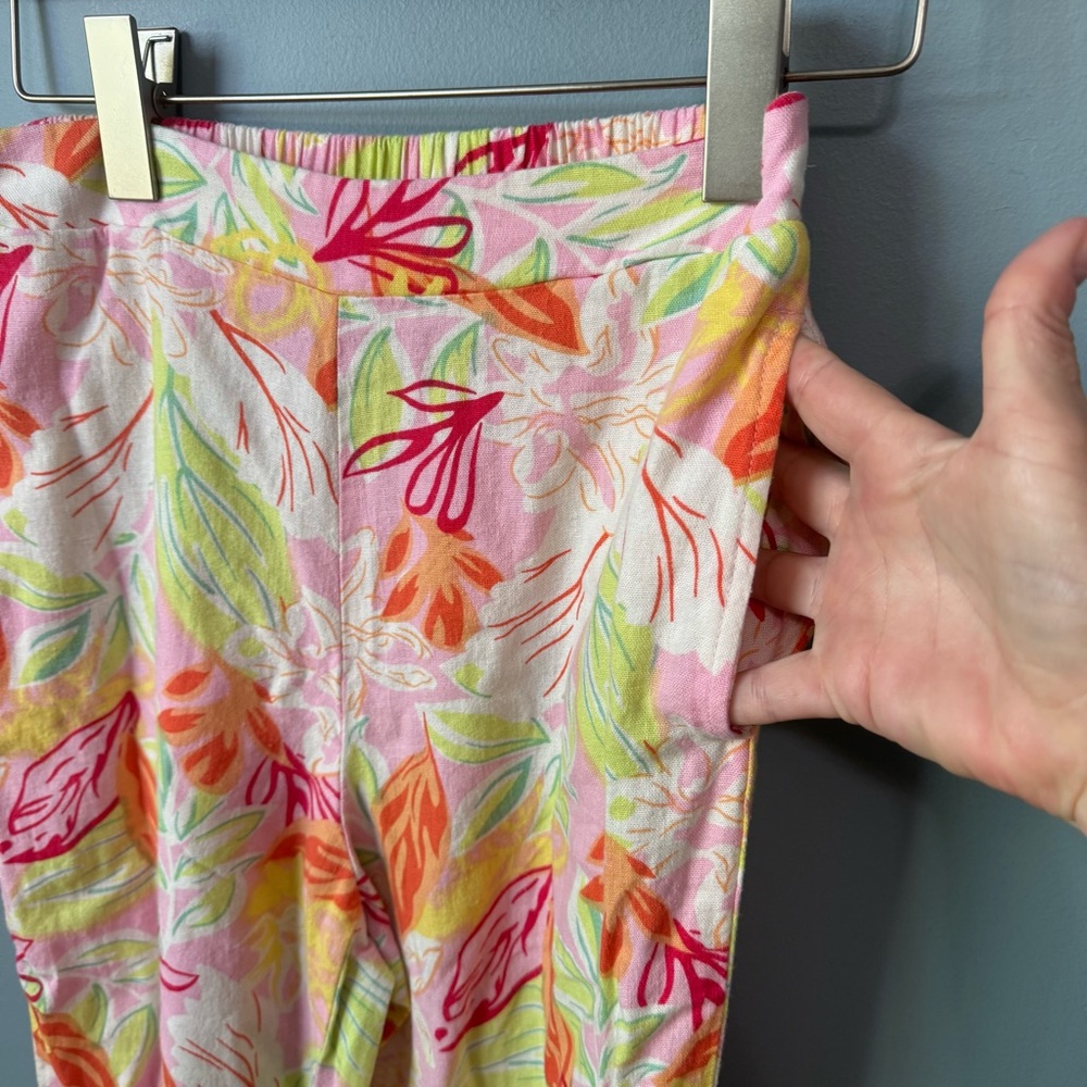 Sincerely Jules Multicolor Tropical Floral Pull On Linen Wide Leg Pants. Small - Picture 4 of 11